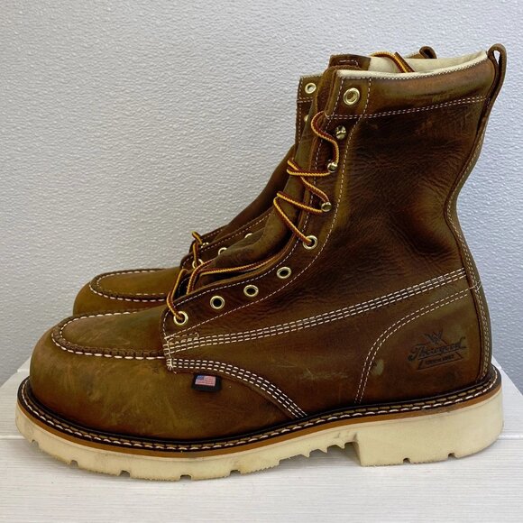Thorogood Brown Leather Steel Toe Work Boots main image 3